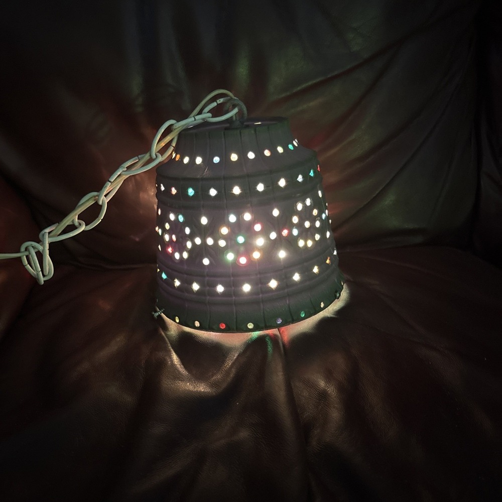 Lawnware Green Hanging Swag Lamp Vintage 1970's Outdoor Retro Party Multi Color